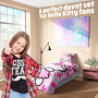 Hello Kitty Ensemble Housse de Couette et Taie d'oreiller Fille, 135x200 cm, 1 Set de Linge de Lit -Deco Chambre Ado Fille