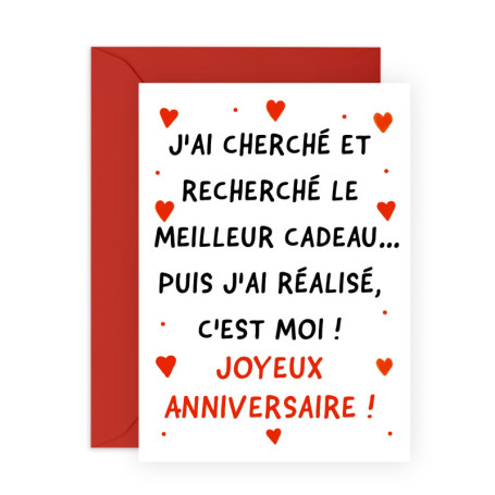 Central 23 Carte d'anniversaire drole pour homme et femme – 'PUIS J'AI RÉALISÉ, C'EST MOI' – Cartes d'anniversaire pour mari – C