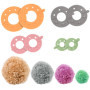 Curtzy Machine a Pompon en Plastique (Lot de 4) - 4 Tailles (3,5/5,5/7 et 9 cm) - Kit Pompons Loisirs Creatifs Réutilisable pour