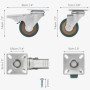 Kurtzy Roulette Charge Lourde Pivotante - Lot 8 Petite Roulettes pour Meubles Lourd de 50 mm en Caoutchouc avec Vis et Frein - R