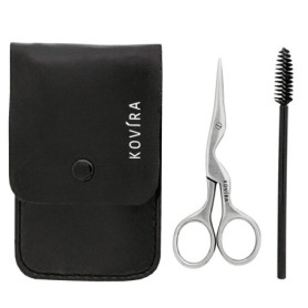 Kovira Kit Sourcil Ciseaux Sourcils et Brosse Sourcils pour Tailler et Façonner - Ciseaux a Sourcils 8,9 cm au Total - Lames Aff