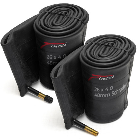 Fincci Chambres à Air Fatbike VTT 26 x 2.40 Pouces - Paire Chambre a air 26" avec Valve Schrader 48mm pour Route bici, Montagne 