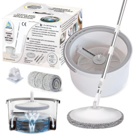 ARSUK Seau à Spin Mop et Nettoyage des Sols | Mécanisme Séparé pour Eau Propre et Sale | Conception Compacte 2L, 2 Tampons Micro
