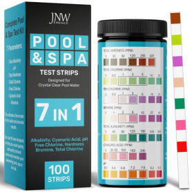 100 Bandelettes Spa et Piscine 7 en 1 - Test Brome, pH, Dureté et Chlore Rapide et Fiable - E-book Inclus - JNW Direct