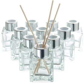 MATANA 10 Bouteilles Diffuseur en Verre Vides avec 40 Bâtonnets de Parfum - Diffuseur Parfum Bouteilles, Flacon Diffuseur Parfum