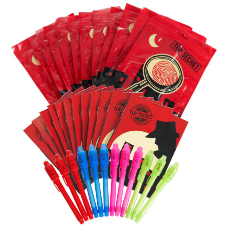 THE TWIDDLERS 12 Petits Carnet de Notes & 12 Stylos à Encre Invisible avec Lampes UV & Pochette - Anniversaires d'Enfants, Poche