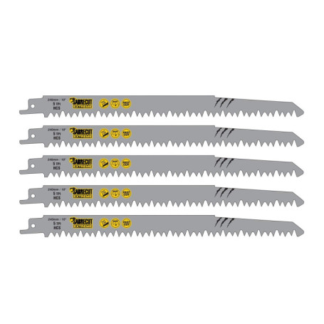 5 x SabreCut SCRS1531L_5 240 mm 5 TPI S1531L Lames de scie sabre à coupe très rapide compatibles avec Bosch Dewalt Makita et bie