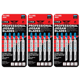 TopsTools T118G Lot de 15 lames de scie sauteuse en métal