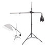 Support d'éclairage Photographie Kit: 1x Support Lumineux Aluminium Réglable 200cm et 1x Trépied Girafe Bras 140cm avec Double C