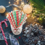 Paille Papier Noel (200 Pcs) - Paille Decorative Biodegradables 2 Couleurs Thème de Noel avec 8 Designs Différents - Paille a Bo