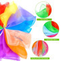 Pinsheng 12 pièces Foulards de Danse Colorées, Foulard de Jonglage Carré Écharpes Magiques pour Enfants Performance (60x60cm)