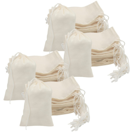 BELLE VOUS (Lot de 100 Petit Sac Cordon Coton Mousseline - 10 x 15 cm - Sac Legumes Reutilisable en Toile Végétale, Biodégradabl