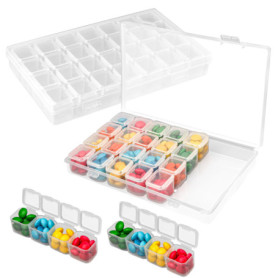 BELLE VOUS Lot de 2x Boite Diamond Painting Rangement - 28 Minis Boites/Compartiments & Autocollants - Boites en Plastique Trans