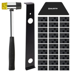 BLOSTM Kit Pose Parquet Stratifié - 30 Entretoises de Sol Stratifié, Maillet en Caoutchouc Double Face, Bloc Taraudage Robuste e