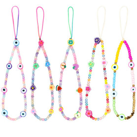 Vesaneae 5 Pièces Bracelet pour Téléphone, Chaîne Telephone Portable, Lanières de Téléphone Colorées avec Perles, Dragonne de La