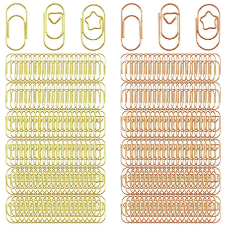 Disnace Lot de 300 Trombones Bureau Métallique, Trombones Fantaisie en Forme de Coeur Etoile Chubby, Mini Trombones Pince Papier