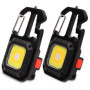 2Pcs Mini portable LED lampe de travail porte-clés lampe de poche, 7 modes USB rechargeable COB porte-clés avec tournevis décaps