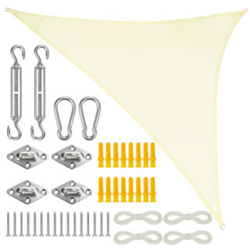Belle Vous Toile Ombrage Triangle Crème - Voile d Ombrage 2 x 2 x 2 m Imperméable avec Cordes - Abri de Jardin, de Patio ou d’Ar
