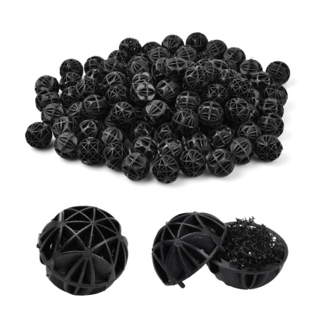 Wisebom Lot de 100 balles filtrantes bio pour aquarium - 16 mm - Filtre poreux bio - Balle biochimique pour filtration, nettoyag