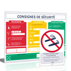 Affichage obligatoire 2025 consignes de sécurité incendie (A4), Premiers secours et Plan d'évacuation,conforme code du travail.F