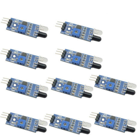 Aihasd 10 pièces LM393 Module de barrière infrarouge Obstacle Évitement Capteur de détection Reconnaissance de lignes noir et bl