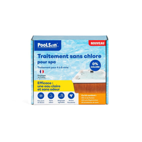 BSI - PooLSan - Solution sans Chlore - pour Une Désinfection Totale des Spa - Jusqu'à 4 A 6 Mois - Elaboré en Europe