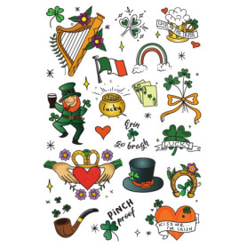 Ensemble de tatouages temporaires par Tatsy, ensemble de la Saint-Patrick, faux tatouages, tatouages de la Saint-Patrick, jour i