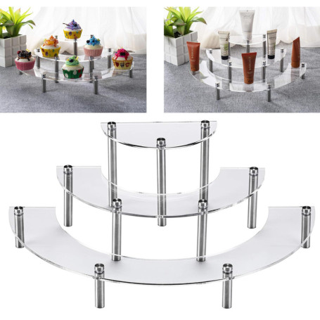 Support de Gâteau 3 Niveaux Risers de Gateau en Acrylique Support à Dessert en Demi Cercle pour Cupcakes Desserts Figurines Roug