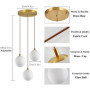 ZTTECH Lampe à Pendentif Moderne 3 Lumières en Verre Blanc Suspension Dorée Hauteur Réglable Douille E27 pour Îlot de Cuisine Sa