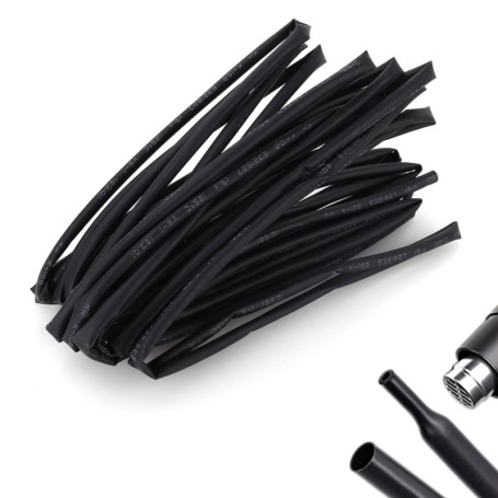 Tube rétractable, diamètre 3 mm Gaine thermorétractable noir de 5 mètres, pour matériel de pêche, isolation électrique, faisceau