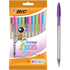 Ensemble de Stylos Bic Cristal Fun 921342 Multicouleur 10 Pièces (10 Unités)