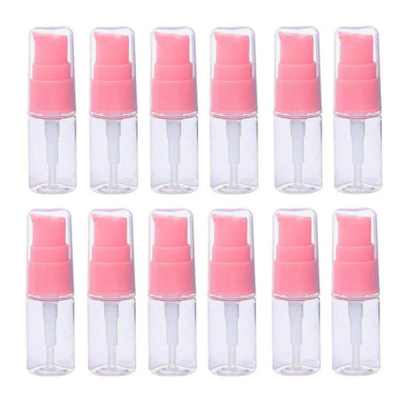 12 PCS 10ML 0.35OZ Vide Fillable Transparent Lotion Bouteille Rose Tête De Pompe Liquide Fondation Isolation Bocal Cosmétique Fa