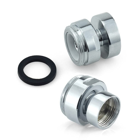 HATOOLHA® Lot de 2 adaptateurs de robinet pivotants, filetage en laiton à 360 degrés, connecteur aérateur de robinet (filetage f