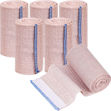6 Pièces Bandage Compression Élastique Fermeture Velcro Sans Latex Lavable And Réutilisable Pour Avec Crochets Rouleaux De Bande