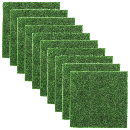 aeathu 10 Pièces Herbe de Mousse Miniature, 15 X 15 cm Tapis de Pelouse Verte Artificielle, Réutilisable Gazon Artificiel Réalis
