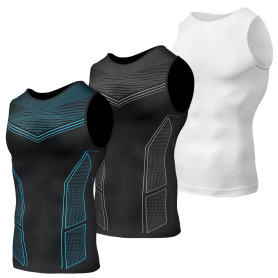 Odoland Débardeur de Compression Homme Lot de 3 Maillot de Corps Gainant Ventre Plat Homme Shirt