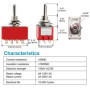 Heschen Interrupteur à bascule miniature MTS-403, ON-OFF-ON, 4PDT, 12 broches, 2A 250V, 6A 125V, avec couvercle étanche, lot de 