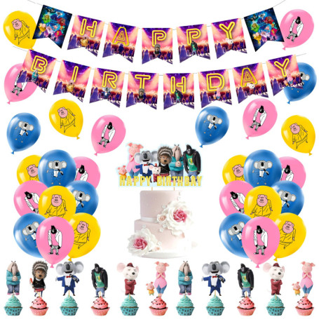 Deco Anniversaire Sing Anniversaire Décorations Sing Ballons Anniversaire Sing Décorations Gâteaux Sing Bannière Anniversaire Si