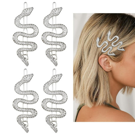4 Pièces Pince Cheveux Serpent Barrettes Cheveux Femme Clips Cheveux Vintage en Strass Pince a Cheveux Femme Accessoires de Chev