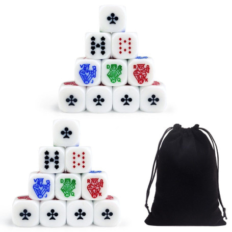 CHROMACRAFT 20 Dés De Poker Et 1 Sac en Velours Noir, Jeu De Lancer, Jouet Créatif, Jouet Interactif, Jeux De Société