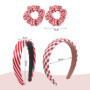 2 Pièces De Bandes De Cheveux Larges Pour Femmes Et 2 Bagues À Cheveux À Carreaux, Accessoires De Cheveux Rétro, Accessoires De 