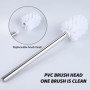 Lot de 2 brosses WC avec manche en acier inoxydable, brosse WC à long manche, diamètre 8 cm, tête de brosse remplaçable (blanc)