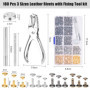 Szaboviktoria 180 Pièces Rivet,Rivet Cuir,Rivet A Visser,Rivets,Rivet A Frapper,Rivets Pour Cuir 12mm, 8mm, 6mm, 4 Couleurs, Ave
