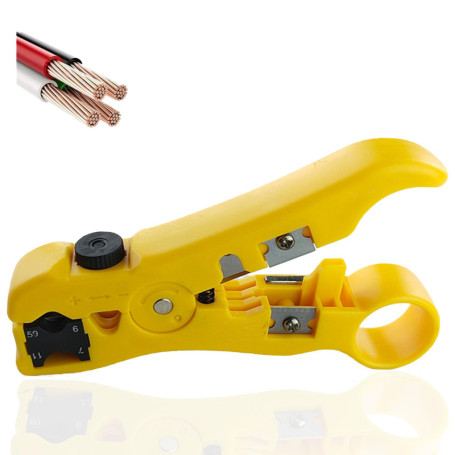 DXIA Universel Dénudeur de Câbles, Outil de dénudage, Pince à dénuder Cutter Outil, Coaxiaux RG 59/6/7/11 Cat5/6 Pince à dénuder