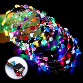 Vegena Couronne de Fleurs LED: 12 pièces Couronnes Fleuries Lumineuses, Diadème LED pour Décoration de Soirées Mariage (Papier, 