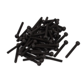 sourcing map 50pcs M2x15mm Vis à tête hexagonale six pans creux boulon Alliage d'Acier vis Moletée Noir