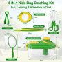 Kit Exploration Enfant 5 Pièces, Boîte d'Observation avec Loupe, Capture Insectes, Cages à Insectes, Filet à Papillons, Cadeau É