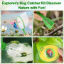 Kit Exploration Enfant 5 Pièces, Boîte d'Observation avec Loupe, Capture Insectes, Cages à Insectes, Filet à Papillons, Cadeau É