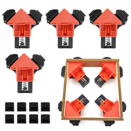 Serre Joint Angle,4 Pièces Serre Joint D'angle en ABS épais,Réglable Pince a Angle Droit 90 Degrés,Ressort Puissant,Plage de Ser