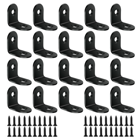 BuxiuGK 20 Pcs Support à Angle Droit Équerres de Fixation Forme de L à 90 Degrés Acier Inoxydable 20 * 20 * 16 mm Avec Vis - Noi